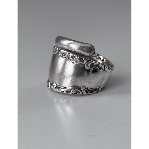 Handmade Wrap spoon ring size 6.5 antique Rogers Bros Savoy pattern spoon - Picture 2 of 6